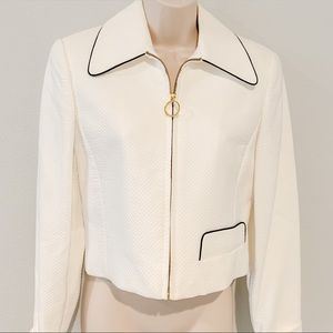White jacket blazer with black trim